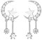Reffeer Massive 925 Sterling Silber Halbmond Stern Ohrringe Ohrstecker für Frauen Teenager CZ Mond Ohrstecker Stern Quaste Ohrringe (A-Silver)