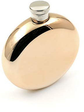 5oz Lightweight Outdoor Hip Flask 304 Stainless Steel Round Shaped, Gold Plating.