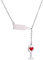 PAURO Femme Acier Inoxydable Bouteille De Vin Verre Pendentif Colliers Y, Argent & Rouge