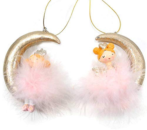 1 Deko-Engel mit Plüsch im Mond Weihnachten