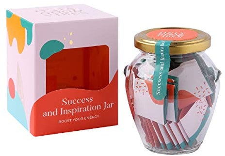 Only Good Vibes Success and Inspiration Jar gives positive boost and motivates you, your friends and others that you care for every day. It’s a friendship gift for women