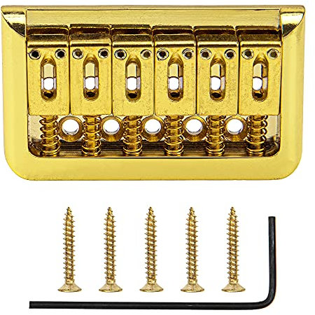 Yootones Chevalet fixe pour guitare électrique compatible avec Fender Stratocaster Telecaster 6 cordes (doré)