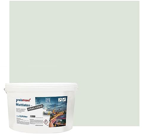 Preismaxx Mattlatex Farbe für Innen urban colors, bunte Wandfarbe Latexfarbe matt, grau, grüngrau, green-grey 10L