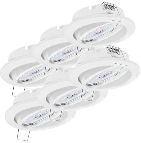Oktaplex 6x Dijon Einbaustrahler LED 230V dimmbar Schwenkbar ultra flach | 22mm Einbautiefe, 3000K Warmweiß, Lochmaß 68mm, 5W, 380lm, 110° Deckenspots Weiß