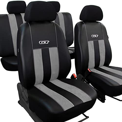 moto-MOLTICO Autositzbezüge 2+3 - Universal Auto Sitzauflagen Set - Dreilagig Auto Sitzbezüge mit Reißverschluss - Dauerhafter Sitzbezug Auto Vordersitze und Rücksitze - Schwarz Grau