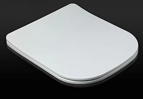 GT-LUX Sedile WC Copriwater Universale Coprivaso Chiusura Ammortizzata Soft Close Toilet Seat Bagno in Plastica Antibatterico Bianco (UFA0803-Quadrato smussato)