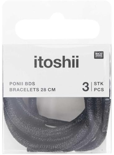 Armband - Schwarz Glitzer – 28 cm – 3 Stück
