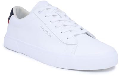 Nautica Zapatos casuales para hombre, mocasines clásicos de caña baja, tenis de moda con cordones y sin cordones, Alos White, 40 EU