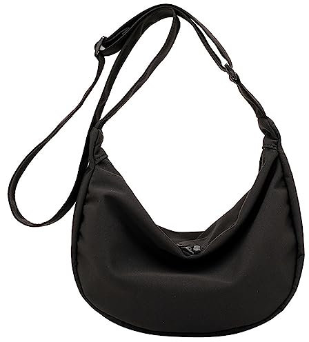DIBAIGOU Damen und Herrenschultertaschen, Crossbody Taschen, breite Schultergurte, wasserdichte Nylonhandtaschen mit verstellbaren Schultergurten, doppelter Reißverschluss Kopf