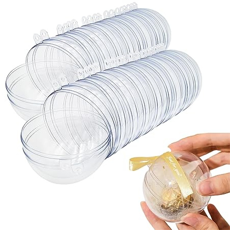 20 Clear Fillable Ornaments Balls- 80mm/3.15 Transparent Plastic Thickened Spherical Assembled Craft, for Christmas Tree Decor, and Festive Days Home Party(8cm)