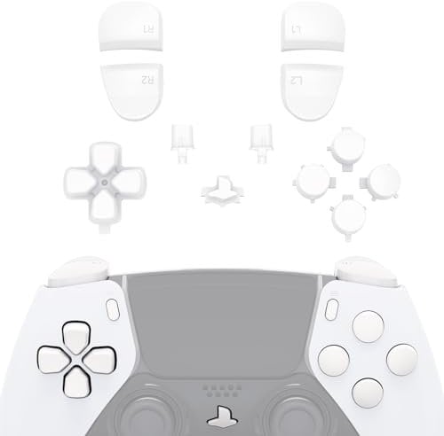 eXtremeRate Ersatz Full Knöpfe Set kompatibel mit ps5 Edge Controller, Matt D-Pad/R1 R2 L1 L2 Trigger Buttons/Share/Options/Home/Aktion Tasten für ps5 Edge(Schneeweiß)-KEIN Controller