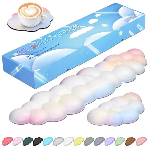 JIKIOU Handauflage für Tastatur und Maus Wolken-Handgelenkauflage aus Leder