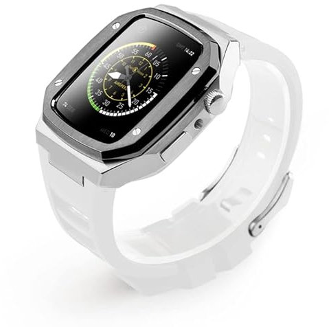 AEHON 45 mm 41 mm in acciaio inox orologio cassa set per Apple Watch Band 40 44 mm cinturino in gomma per iWatch serie 7 6 SE 5 4 kit di modifica, 40MM, Plastica, agata
