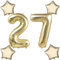 Blasses Gold Luftballons Zahl 27+4 pcs stern Folienballon Zahl 27 .Geburtstag frau mädchen,40 Riesenzahl Ballons 27 .geburtstagsdeko mann,Zahlenballon 27, Helium Ballons 27 Zahlen Luftballon