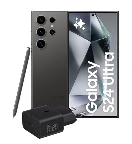Samsung Galaxy S24 Ultra Smartphone AI, Caricatore incluso, Display 6.8'' QHD+ Dynamic AMOLED 2X, Fotocamera 200MP, RAM 12GB, 256GB, 5.000 mAh, Titanium Black [Versione italiana]