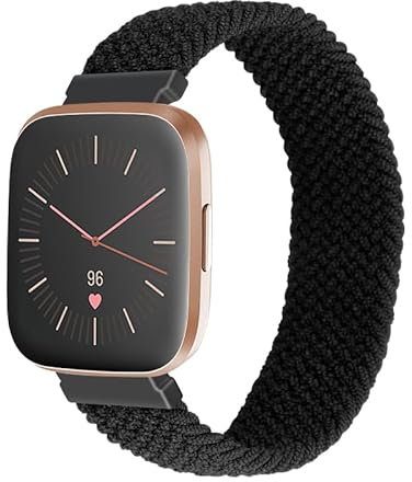 INF Uhrenarmband Nylon für Fitbit Versa/Versa 2 Verstellbare Geflochtene schwarz(S)