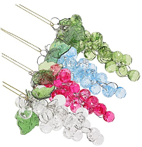 TOPBATHY 4Pièces Ornements Acryliques Grappes de Raisins Décorations Suspendues pour Noël Vert Transparent Rose Bleu Ciel Décorer Portes et Mur