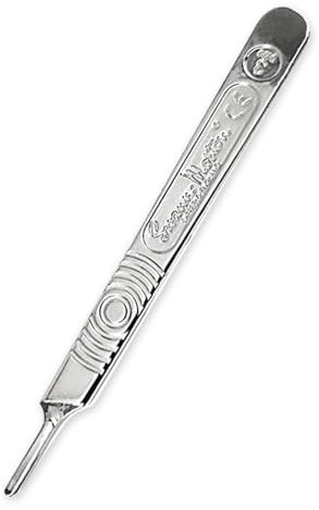 HDGSAFD Manico per Bisturi in Argento, Acciaio Al Titanio - Utensile Da Taglio per Metalli, Accessori per Bisturi - Robusto Manico in Metallo Graduato