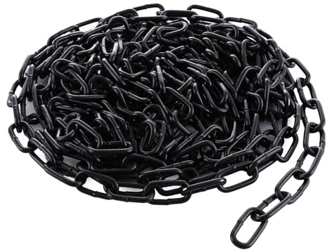 JMIATRY 6 Metres Length 304 Stainless Steel Chain, 4mm Chain, Black | Heavy Duty Galvanized Steel Welded Link Chains Lift for Fence Gate, Garage Doors, Swing Chains and Bicycle Security Lock