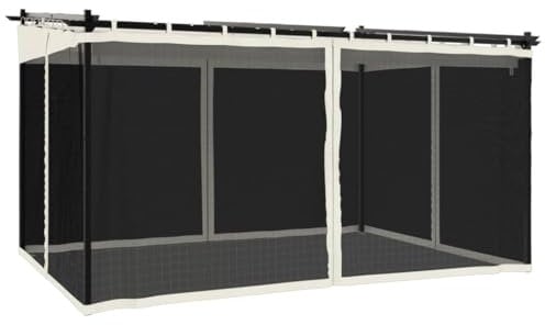 vidaXL Gazebo con Pareti in Rete Crema 4x3 m in Acciaio, Gazebo da Esterno, Padiglione, pergola, Gazebo da Patio, Padiglione da Giardino
