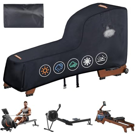 Rudergerät Abdeckung für Concept 2, Robuste 420D Abdeckung Rudergerät, Outdoor-Schutzhülle für Fitnessgeräte, mit Wasserdichtem Streifen, Winddichter Schnalle, 2 Griffe, Zubehör für Concept Rudergerät