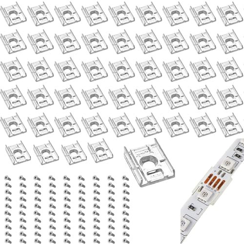 Bamyli 100 Stück LED Strip Halterung, 10mm LED Befestigungsclips LED Strip Befestigung LED Halterung LED Streifen Halterung für IP65 Wasserdicht oder Nicht Wasserdicht 5050 LED Strips mit Schrauben