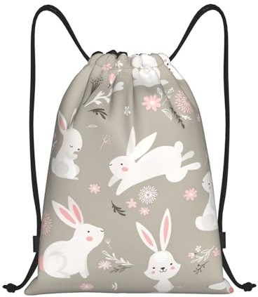 DEXNEL Osterhasen-Rucksack mit Kordelzug, für Damen, Herren, Kinder, große Größe, Schwarz , M