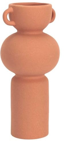 HOME DECO FACTORY, HD9100 Jarrón de cerámica Terracota con Mango, diseño Moderno y Elegante, Ramos o decoración de Interiores, Dimensiones 255 x 115 x 115 cm, Color Naranja, dolomita