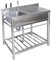 Fregadero de cocina de acero inoxidable de 100 cm x 50 cm, lavabo de pie, fregadero de cocina de un solo cuenco, fregadero de cocina, fregadero de restaurante comercial para tiendas, garaje,