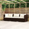 KTHLBRH 3-Sitzer-Sofa mit Kissen Braun Poly Rattan Balkonmöbel-Sets Gartenmöbel-Sets Outdoor-Möbel-Sets Terrassenmöbel-Sets für Terrasse, Garten, Balkon