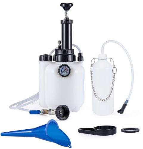 Dhouse Bremsenentlüftungsgerät 3L Auto Bremsentlüfter KFZ Bremsflüssigkeits-Wechselgerät für Scheibenbremsen Trommelbremsen mit Handpumpe 1L Absaugbehälter für E20