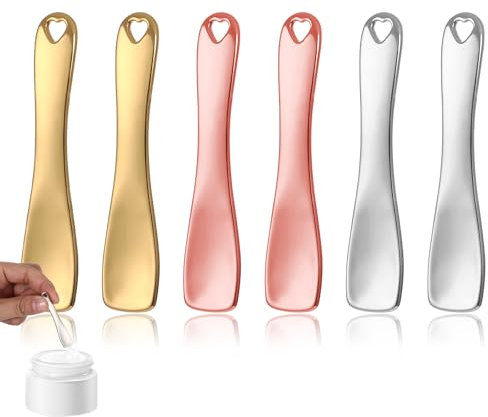JIYIN 6 Stück Metall Spatel Kosmetik, Beauty Scoop Hautpflege Kosmetik Löffel Gesichts Applikator Mini kosmetikspatel für Maske Gesichtscreme Lotionen Mischen Probenahme