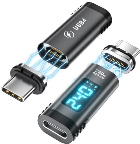 HanCenDa 240W Digital Display USB C Magnetic Adapter 2Pack, 24Pin gerade USB C -Leistungsmesser -Tester, Support -Spannung, Strom- und Leistungs intelligent