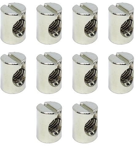 Pack of 10 M6 x 14mm Furniture Barrel Nuts,Durable Cross Dowels for Beds & Flat Pack Furniture, for Secure Assembly