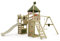 Fatmoose Aire de Jeux Château Fort RiverRun Royal XXL avec balançoire & Toboggan Vert Sauge, extérieur Enfants Tour d'escalade avec bac à Sable échelle & Accessoires de Jeux