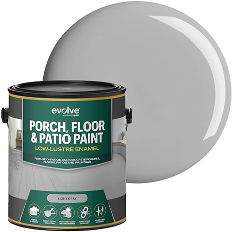 EVOLVE Porch & Floor Paint (Light Gray) 1-Gallon – Durable, Scratch-Resistant, Multi-Surface Interior & Exterior Floor Coating, Low VOC, Fade & Weather Resistant
