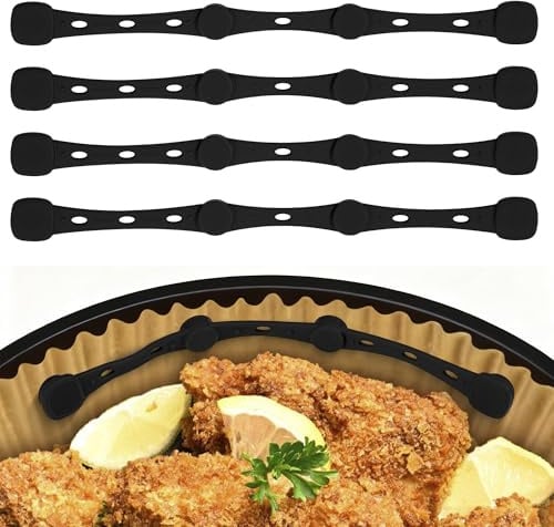 Pietuley Silikon Magnete für Airfryer Backpapier, 4 Stück Zubehör Heißluftfritteuse,17.5cm Länger Magnete Airfryer Zubehör, Magnetische Silikonschnallen für Heißluftfritteusen,Magnete für Airfryer