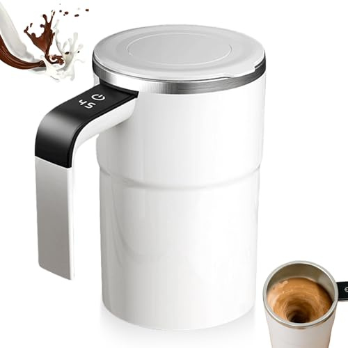 Taza de café automática con agitación automática, taza de café con asa, taza térmica con indicador de temperatura, taza magnética de acero inoxidable 304, vaso mezclador para café proteína en polvo
