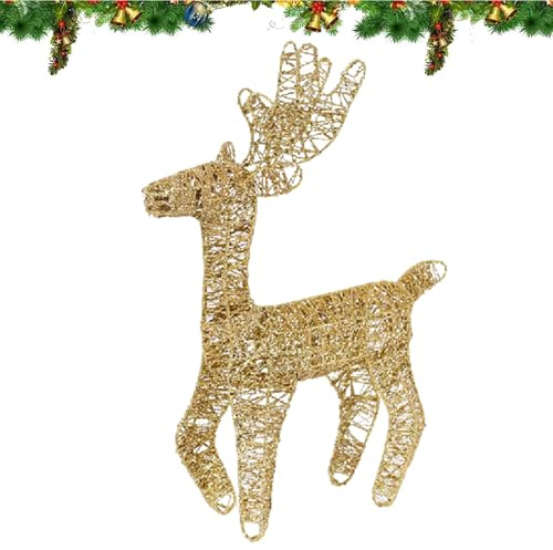 Protoence Beleuchteter Weihnachtshirsch - Rostschutz Winterliche Weihnachtsdekoration,Beleuchtete Hirsch Figuren Weihnachtsdekoration,Für Innenräume Vorgarten Rasen Garten