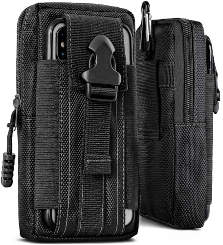 ONEFLOW Survival Case für Google Pixel 10 Pro XL Handy Gürteltasche aus Nylon mit Karabiner, Taktische EDC Tasche mit Gürtel Halterung, Etui Handyhülle Outdoor Handytasche, Schwarz