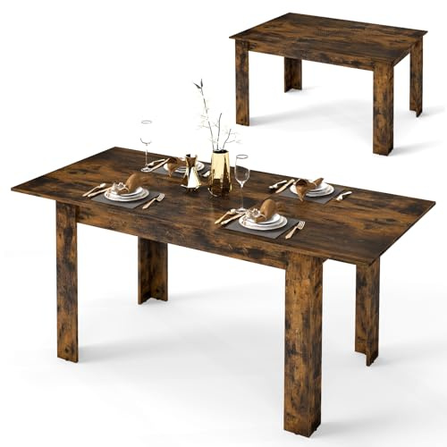 COSTWAY Esstisch ausziehbar, 120/158 x 70 cm, Küchentisch für 4-6 Personen, rechteckiger Esszimmertisch für Esszimmer, Küche