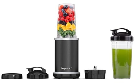Hagenuk Nutrition Mixer SMART BLENDER | 1000 Watt | >30.000 UpM | inklusive To-Go-Becher (Schwarz)