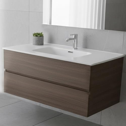 DecHome - Lavabo da Appoggio Consolle in ceramica 1 vasca 101x46.5 cm. colore Bianco Lucido