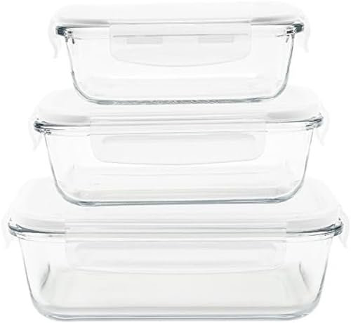 Pebbly PKV-3SRB Set di 3 Piatti/scatole rettangolari in Vetro, Set de 3 boites rectangulaires