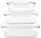 Pebbly - Set de 3 boites de conservation en verre rectangulaires - 400 ml, 650 ml et 1L - Pour Cuire, Conserver, Transporter et Réchauffer - 100% Hermétique