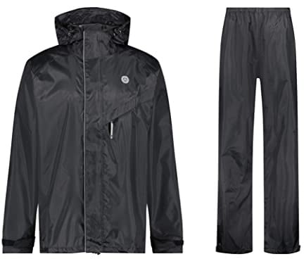 AGU Essential Passat Regenanzug, Regenkleidung Fahrrad Herren & Damen, Wasserdicht & Reflektierend, 100% Recyceltes Polyester, Unisex - L - Schwarz