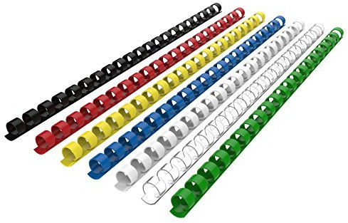 RAYSON Bindekämme, 21 Ringe, 90 Blatt, 12 mm, Mehrfarbiger, A4, 100 Stück