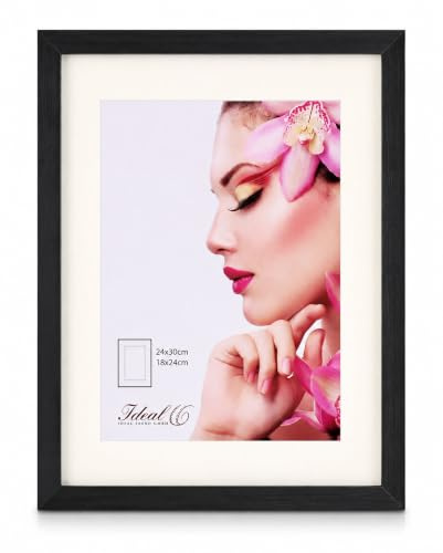 IDEAL TREND 3D Objektrahmen Holz Bilderrahmen Wanddeko Collage Poster Shirt Trikot Rahmen HR: Farbe: Schwarz | Format: 24x30