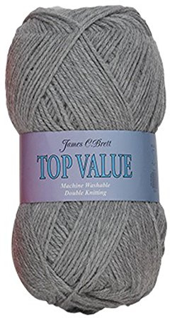 James Brett Top Value DK Double Knitting Wool 100% Acrylic Yarn 1 x 100g Ball (Light Grey - 8452)