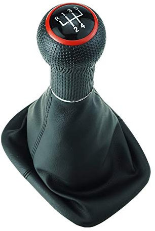 Do!LED Schaltknauf Schaltsack Rahmen Schwarz/Rot rote Naht mit 12mm Durchmesser 5 Gang